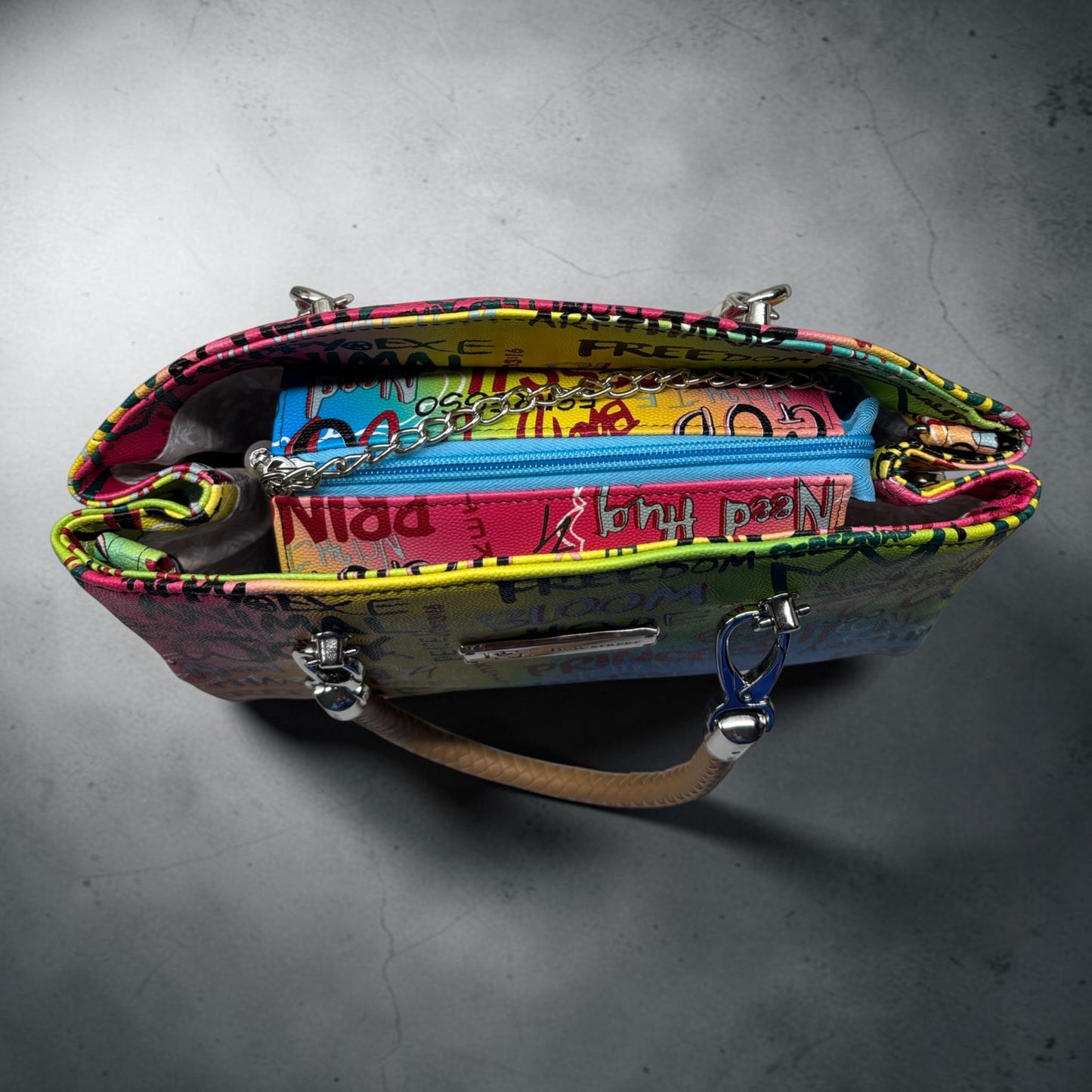 Roxanne Handbag - Blue Graffiti