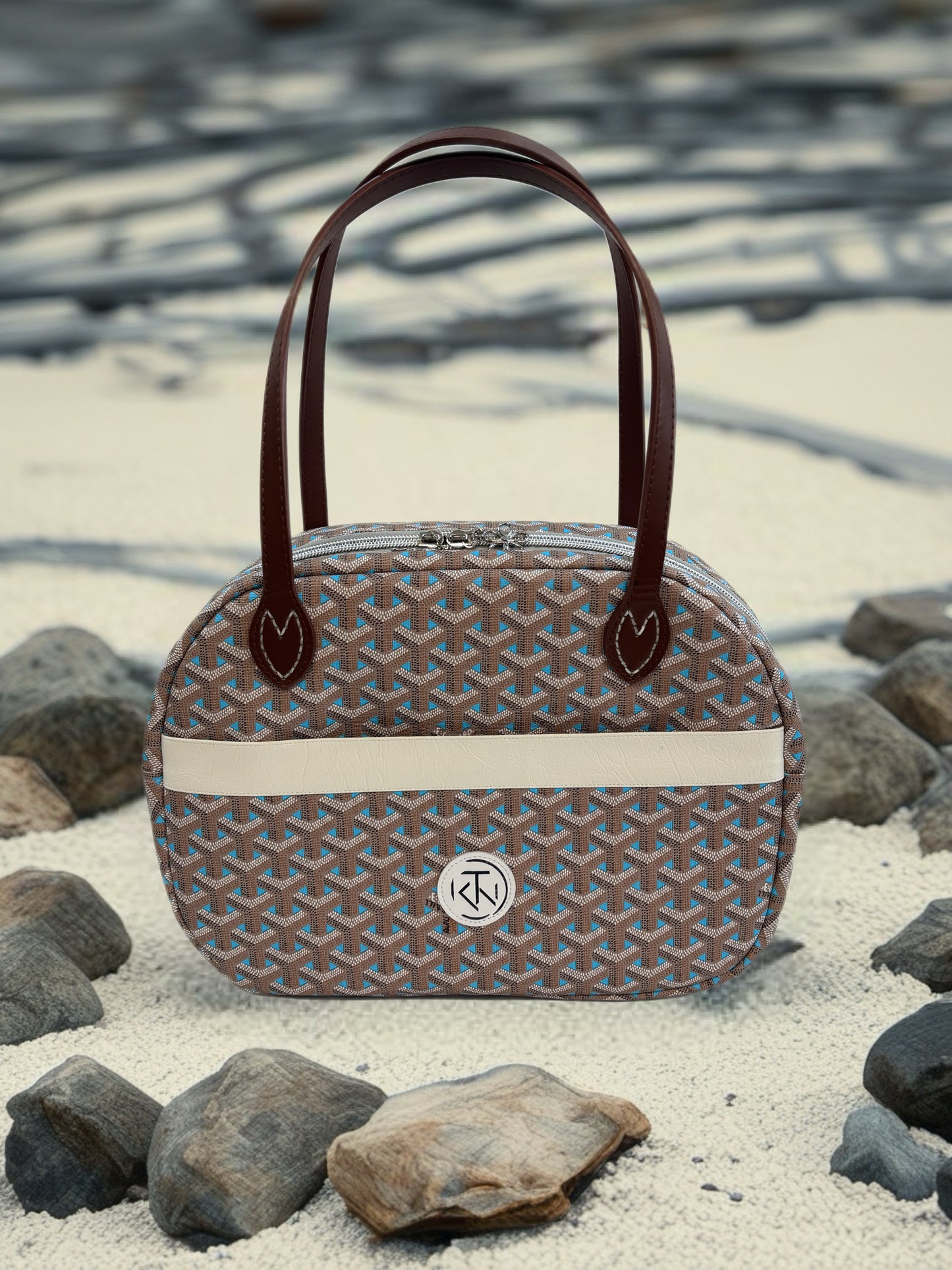 Boston Bag - Brown and Blue