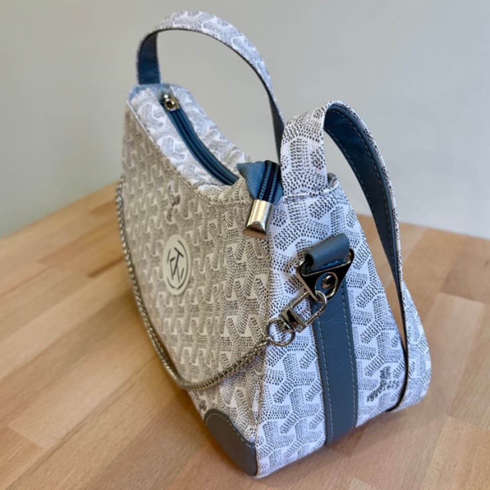 Annabelle Shoulder Bag - White on Grey