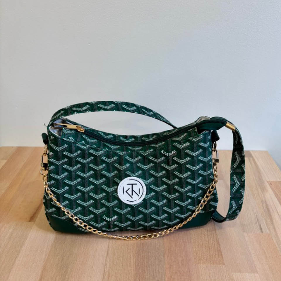 Annabelle Shoulder Bag - Dark Green on Green