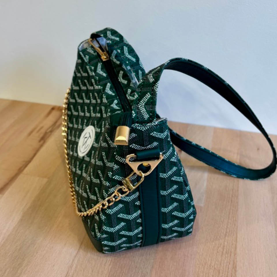 Annabelle Shoulder Bag - Dark Green on Green