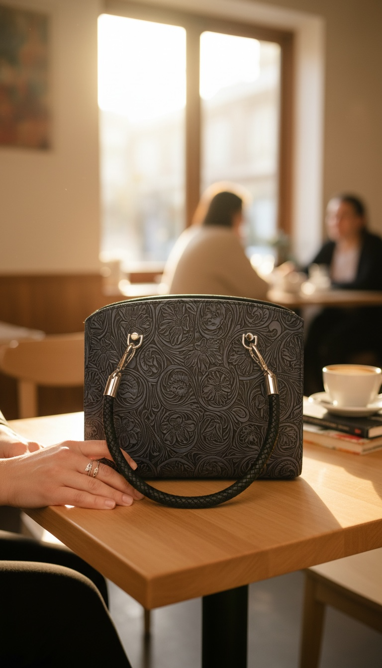 Roxanne Handbag - Blue Embossed