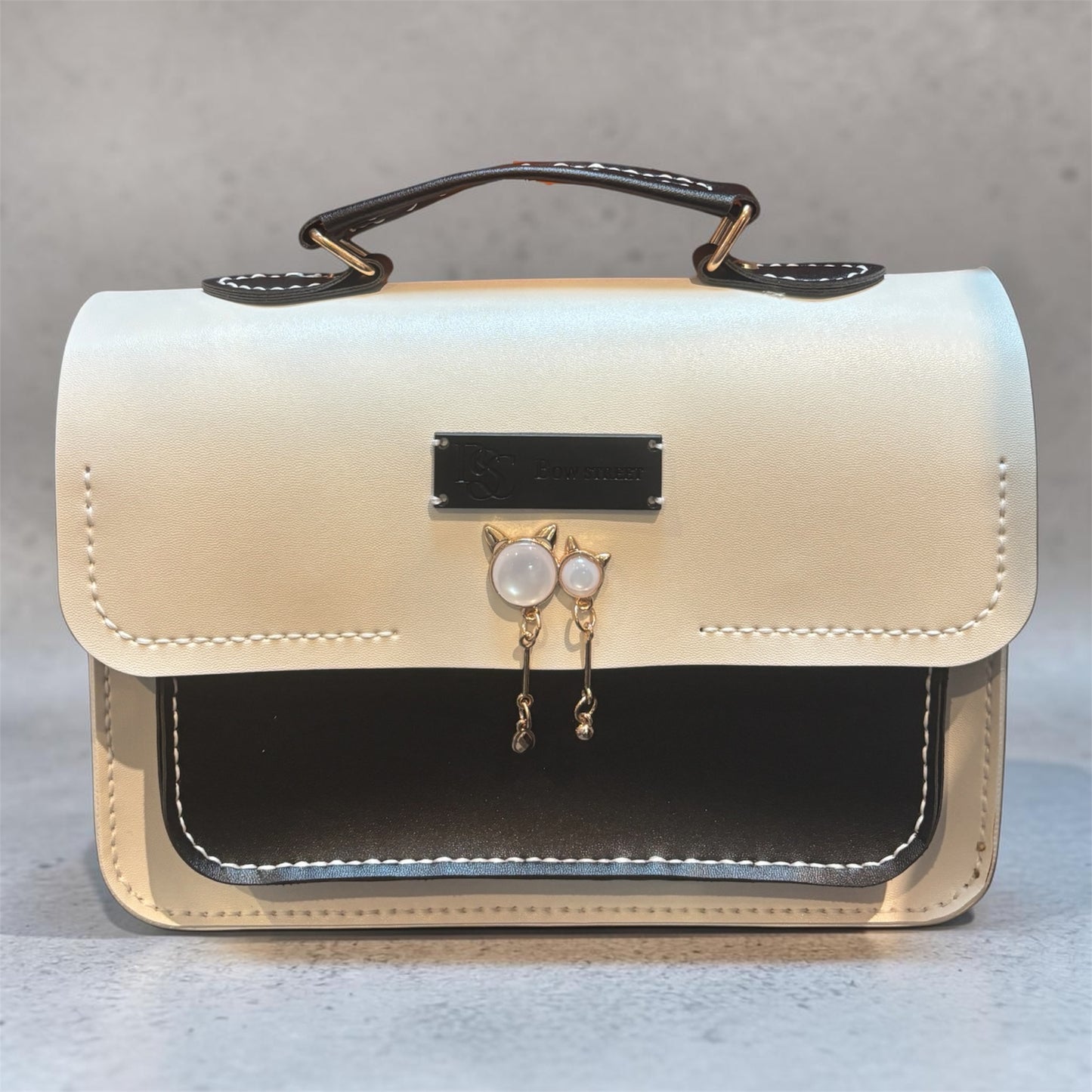 Meg Messenger Bag - White and Black