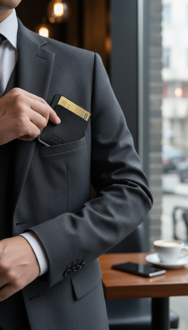 Victor Vertical Card Wallet - Black