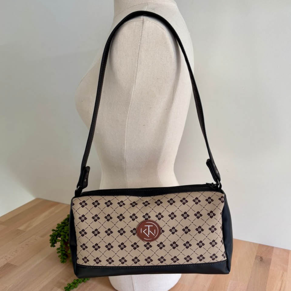 Mini Duffle - Black with Flower Checks