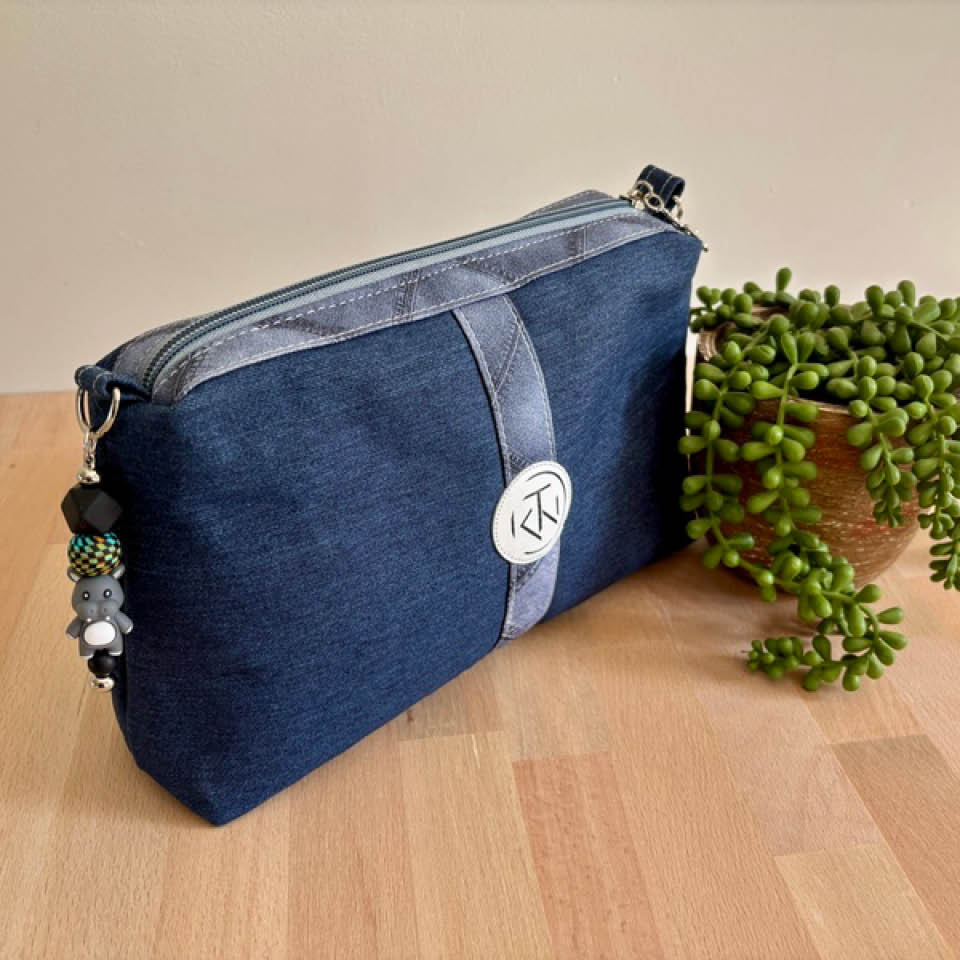 Tall Makeup Bag - Denim