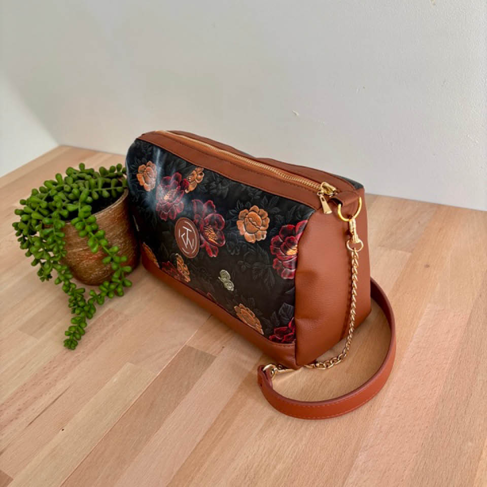 Mini Duffle - Brown and Roses