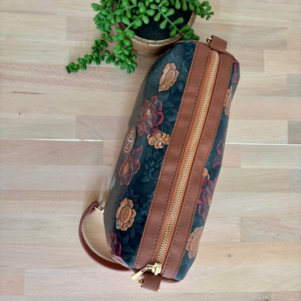 Mini Duffle - Brown and Roses