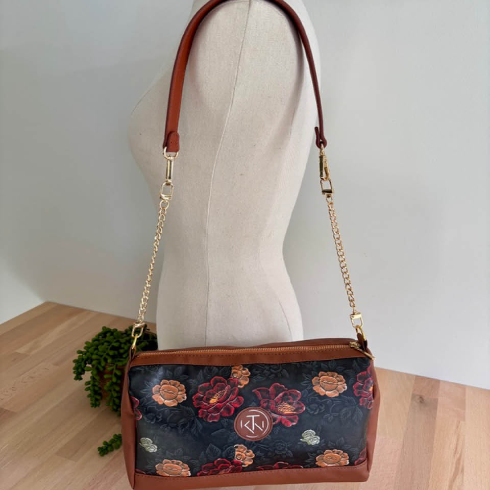 Mini Duffle - Brown and Roses