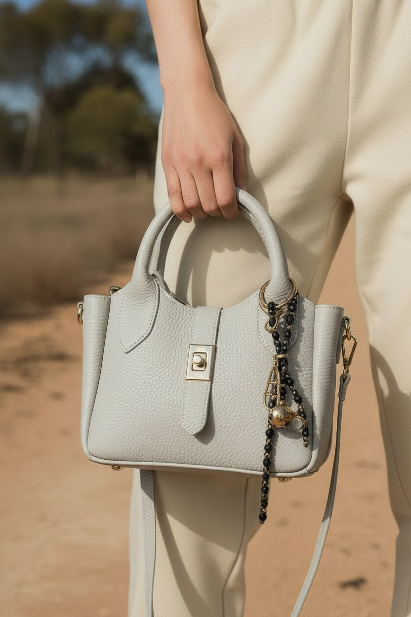 Leather Bucket Bag - Cream