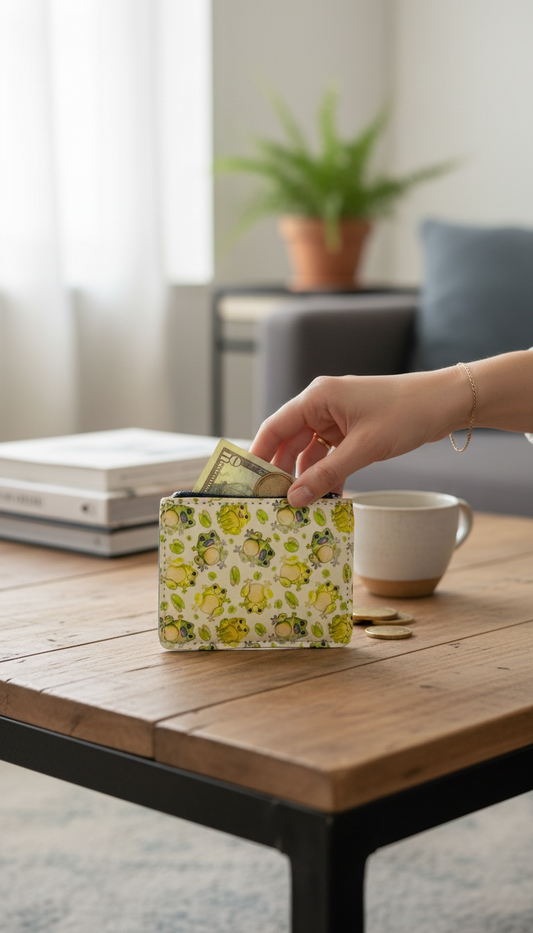 Kazza Zip Wallet - Frogs & Navy