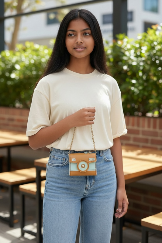Camera Coin Purse - Mustard & Mint