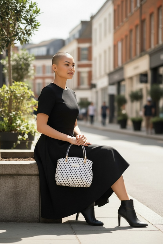 Roxanne Handbag - Black Poka Dots