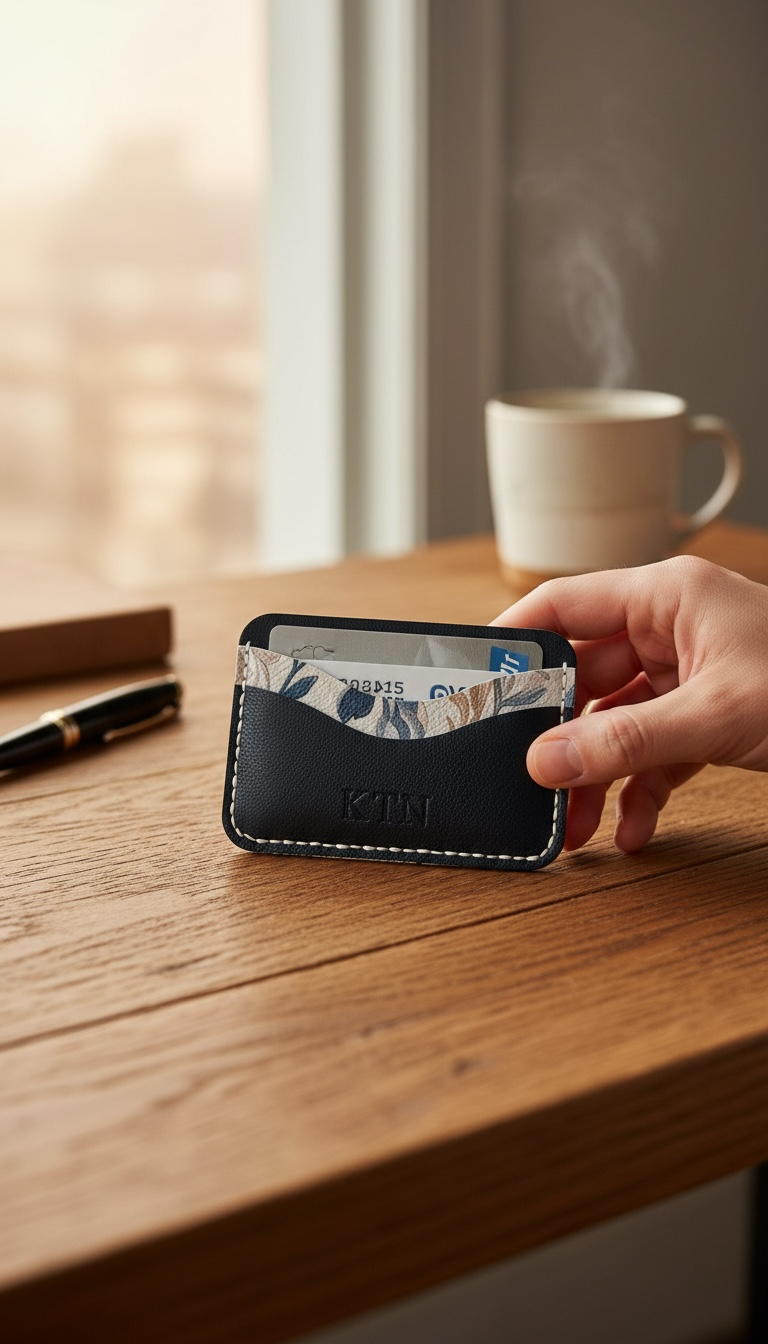 Charlie Card Wallet - Navy Delicate Flowers