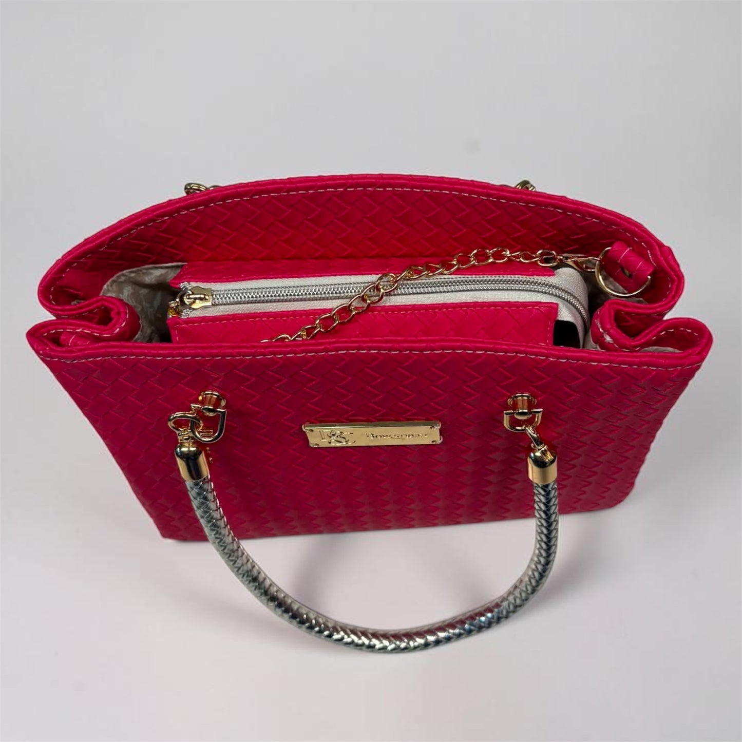 Roxanne Handbag - Dark Pink Weave