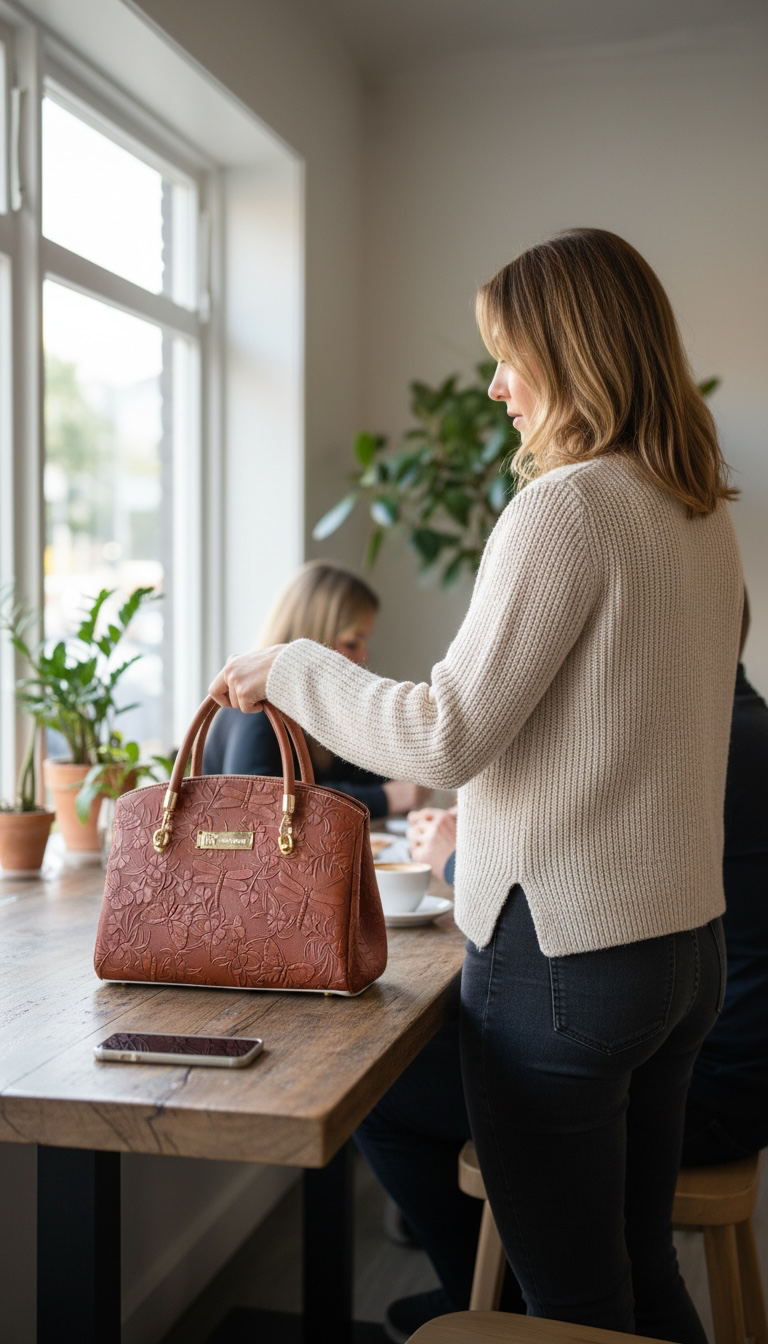 Roxanne Handbag - Chestnut Textured