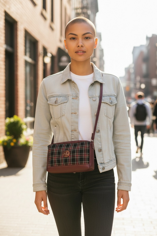 Mini Duffle - Red Tartan with Red Accents
