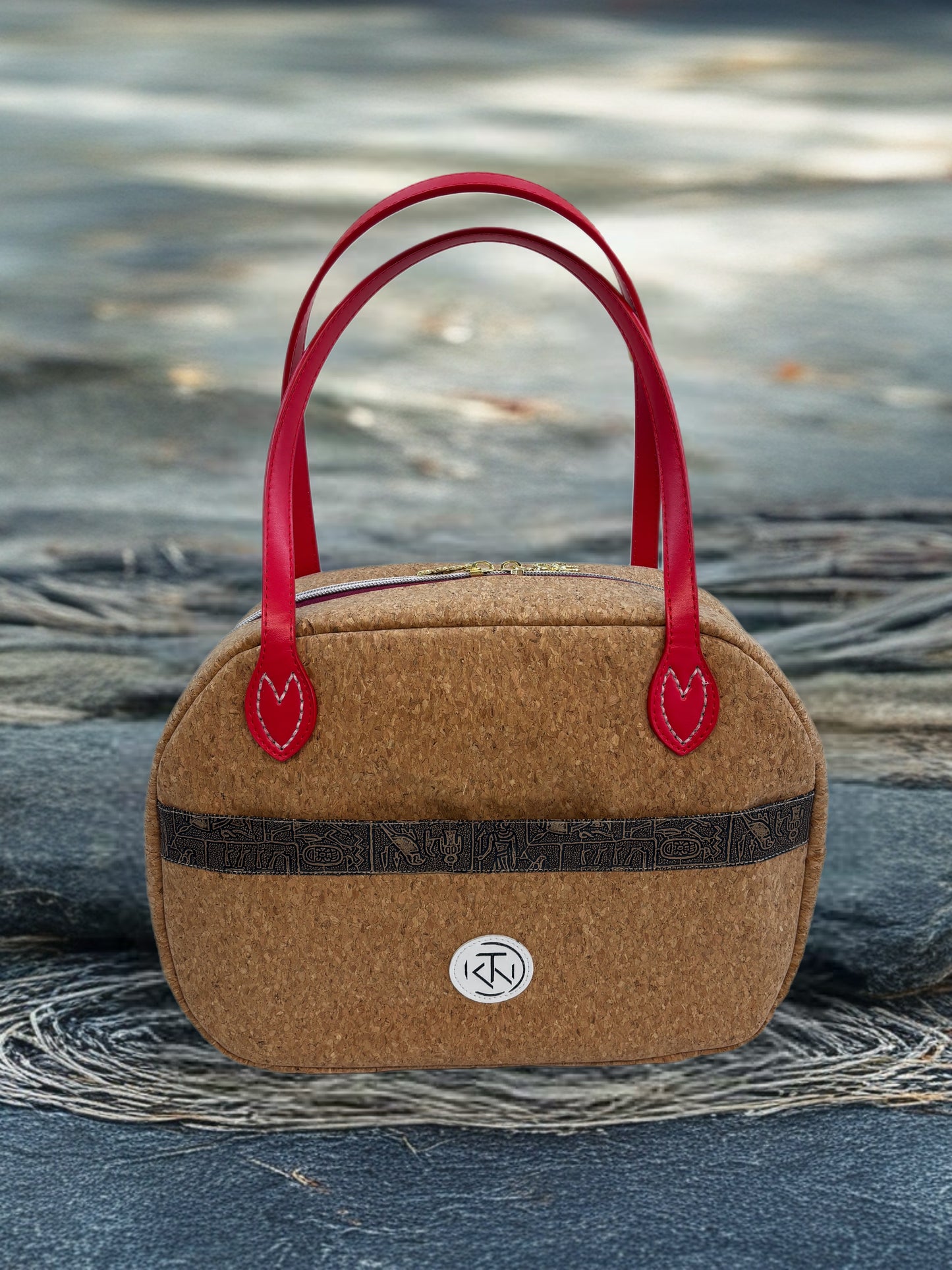 Boston Bag - Red and Cork