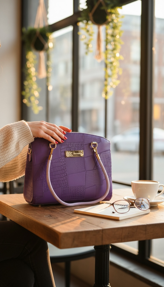 Roxanne Handbag - Purple Textured