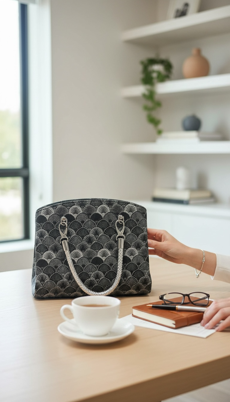 Rowena Handbag - Black Fan Shells