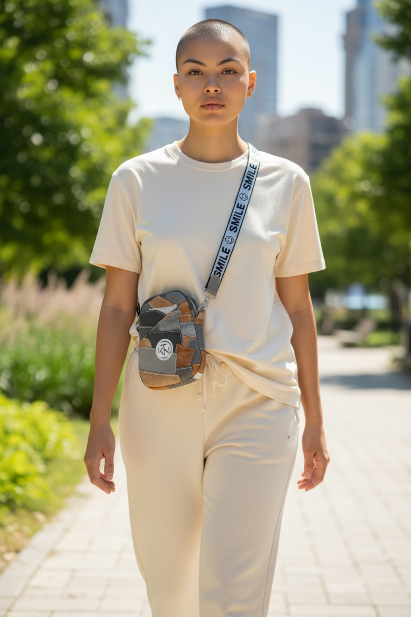 Suzie Sling - Grey and Brown Patchwork