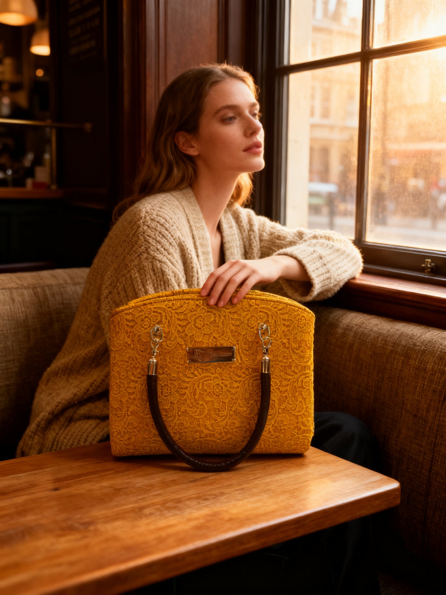 Roxanne Handbag - Golden Orange Lace