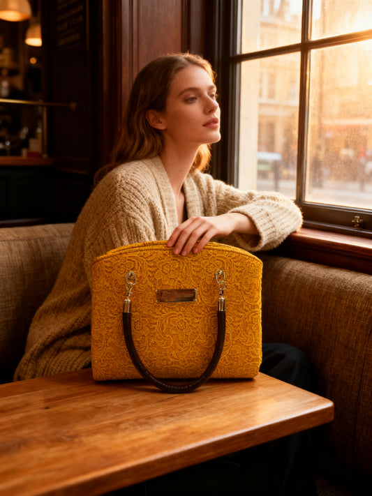 Roxanne Handbag - Golden Orange Lace