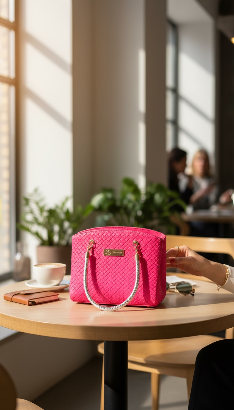 Roxanne Handbag - Dark Pink Weave