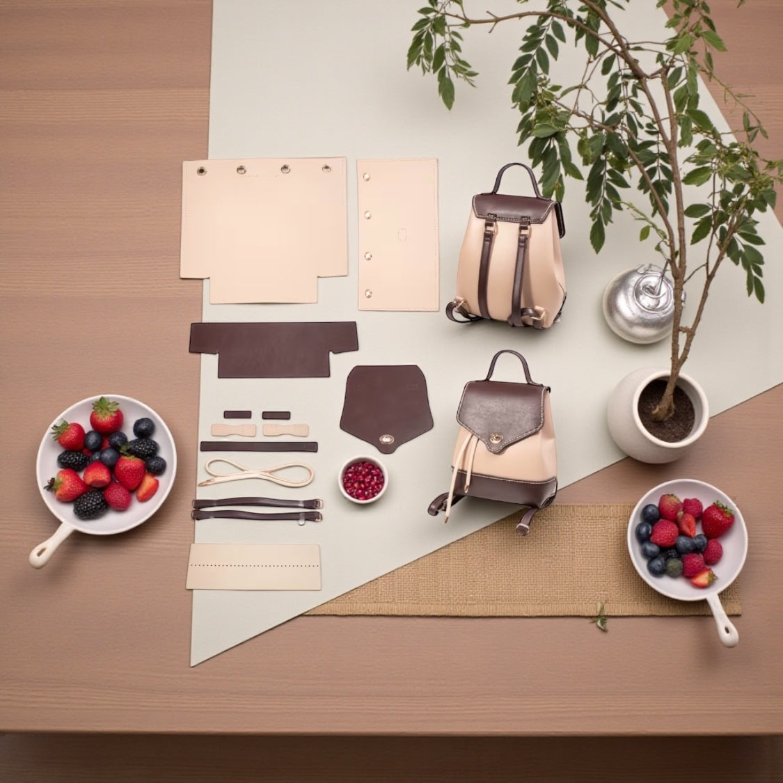 Vintage Dual Coloured Backpack  kit