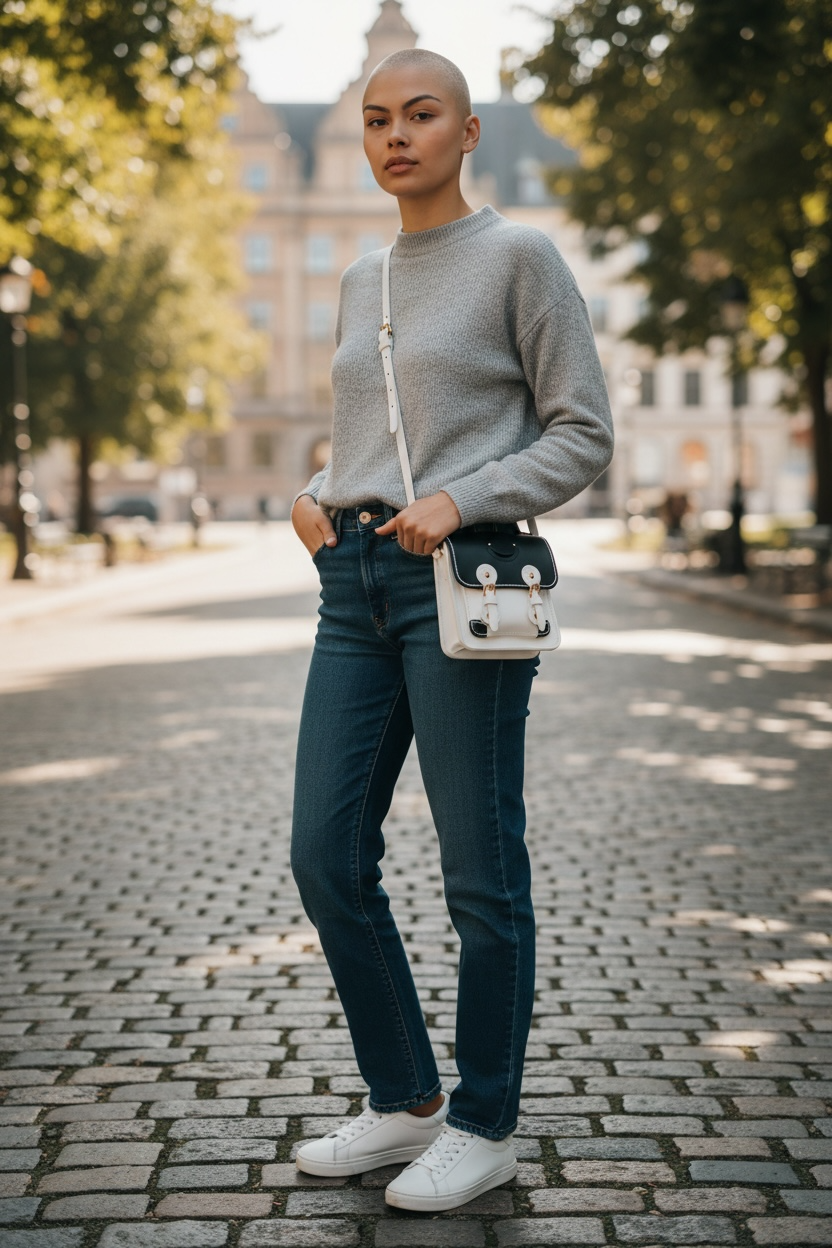 Petit Messenger Bag - Black & White