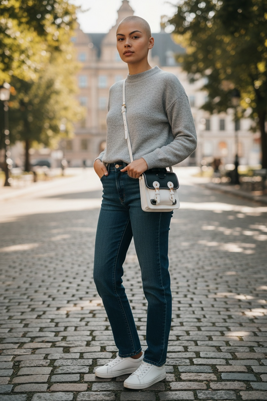 Petit Messenger Bag - Black & White