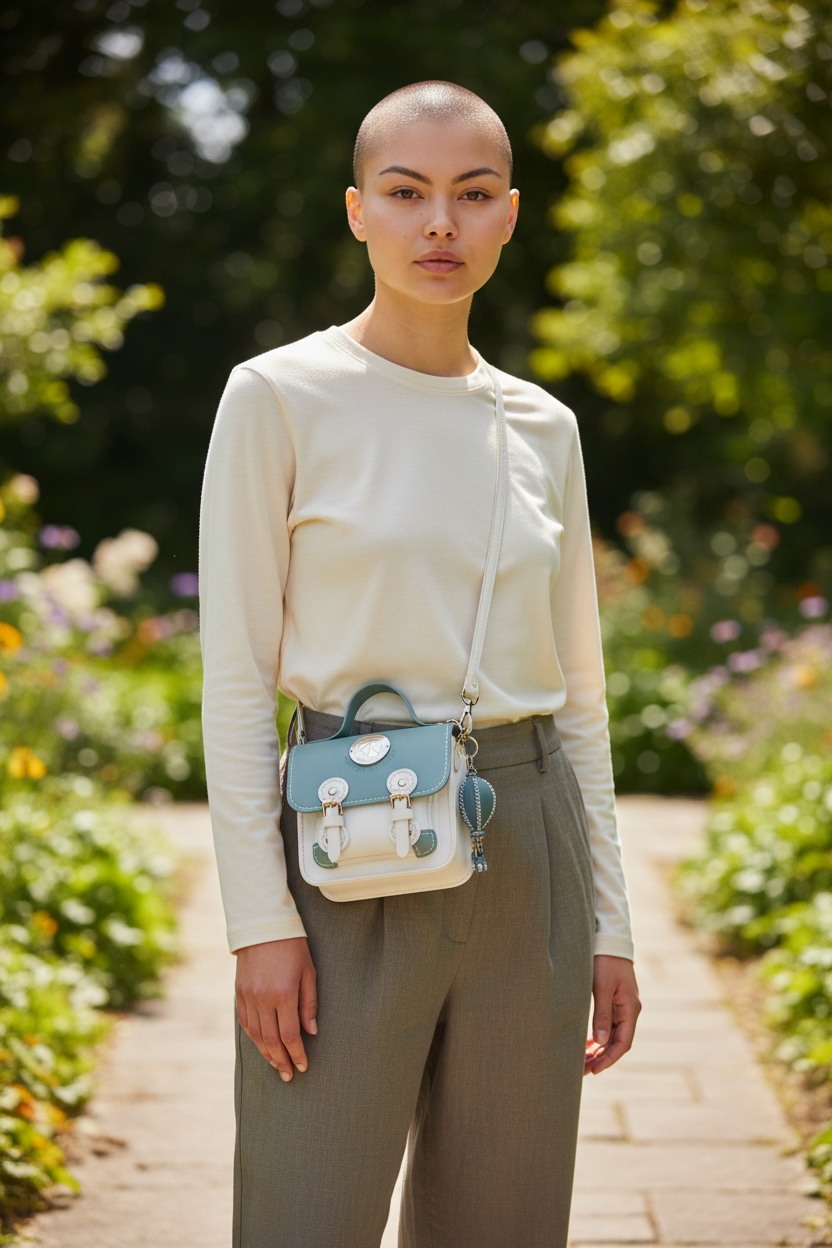 Petit Messenger Bag - Blue & White