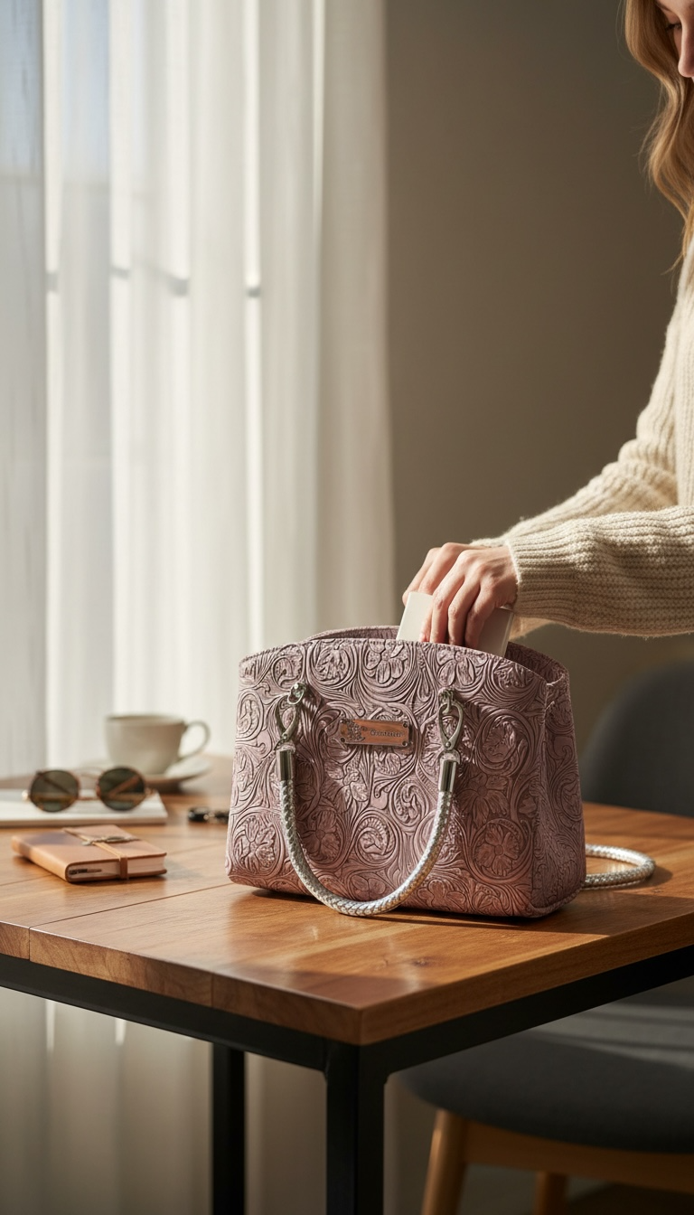 Roxanne Handbag - Embossed Lilac