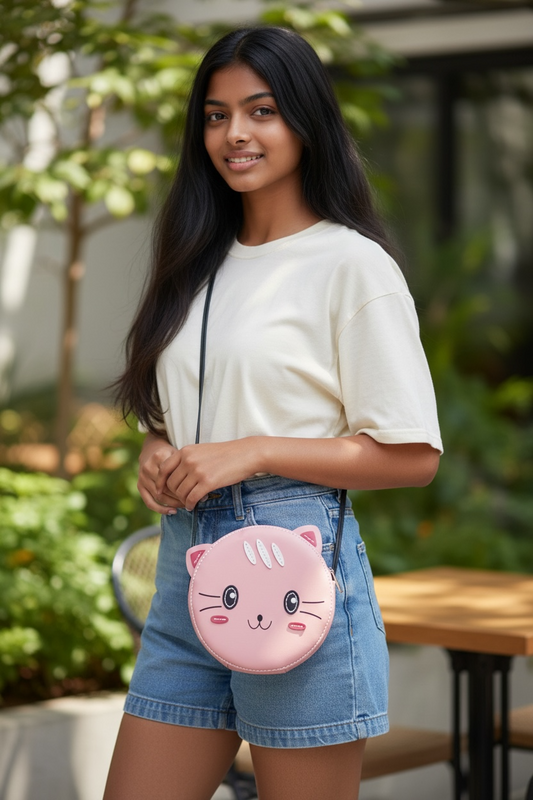 Cute Kitty Cross Body Bag - Pink