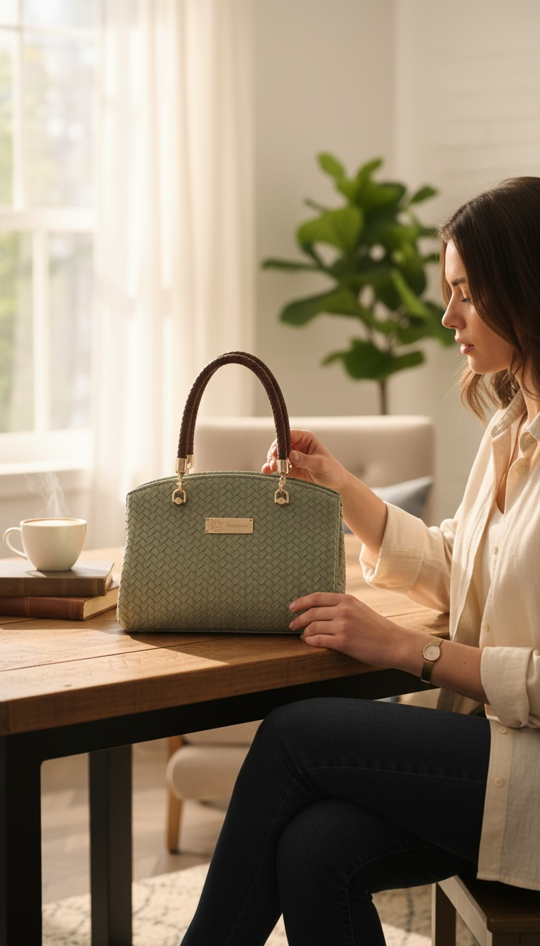 Roxanne Handbag - Sage Green Weave