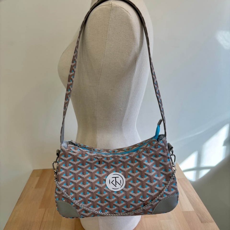 Annabelle Shoulder Bag - Grey and Light Blue