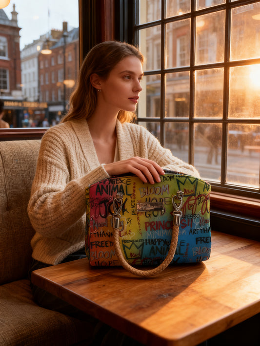 Roxanne Handbag - Blue Graffiti