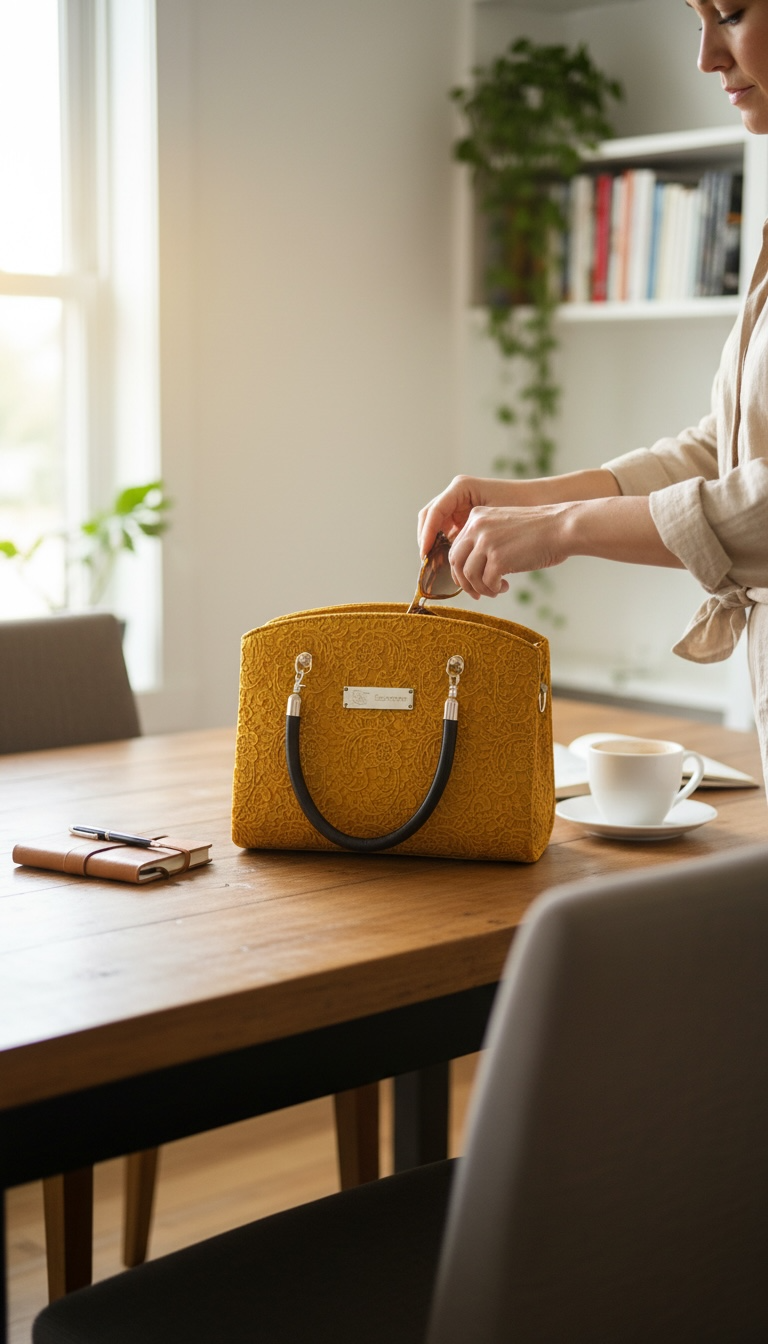 Roxanne Handbag - Golden Orange Lace