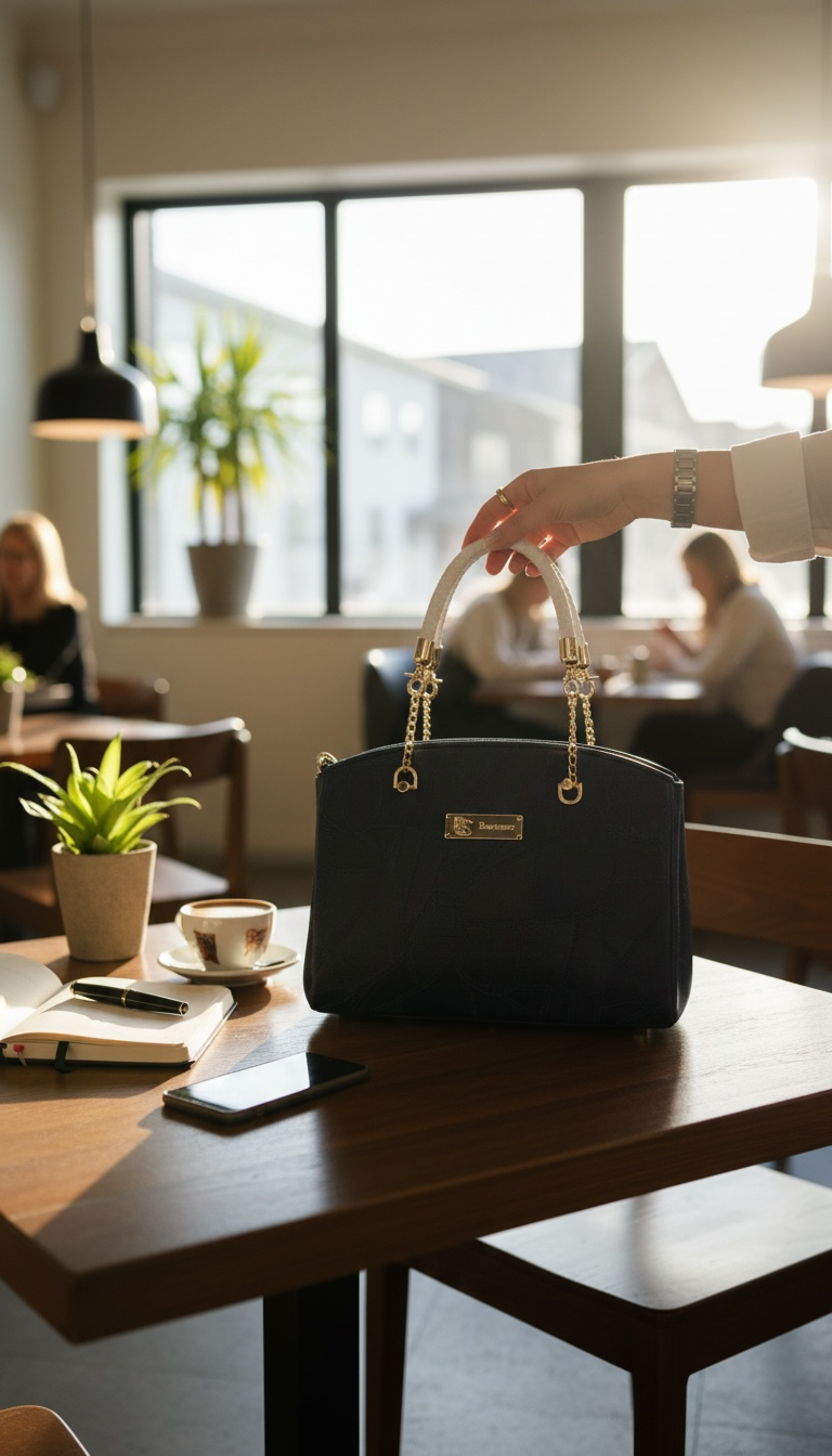 Roxanne Handbag - Dark Blue Textured