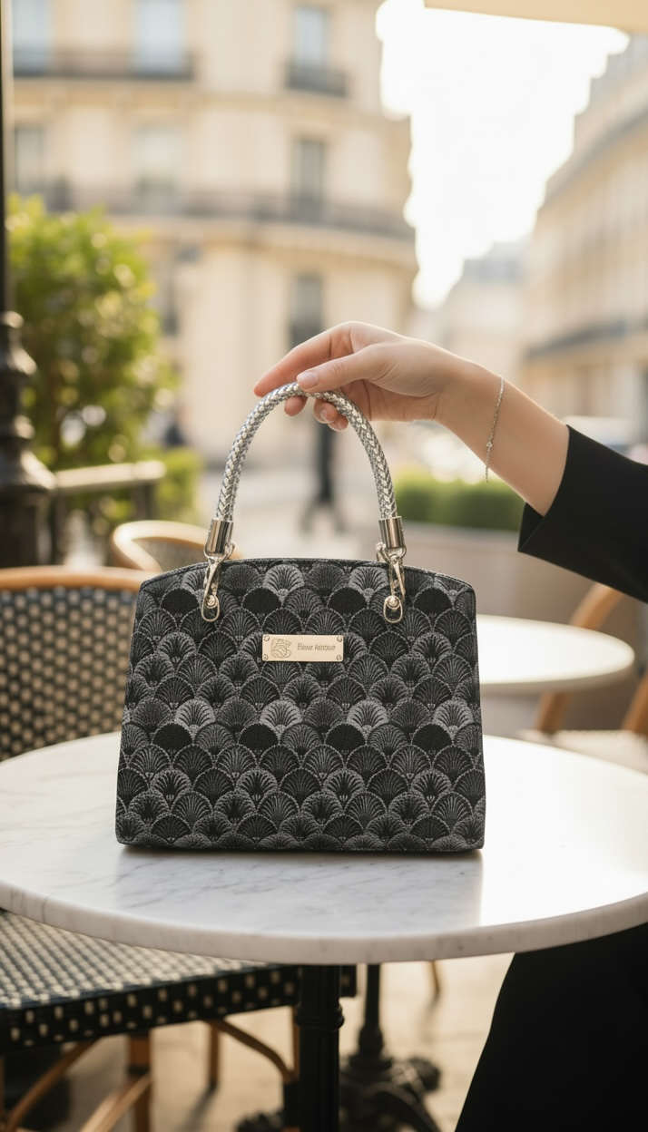 Rowena Handbag - Black Fan Shells