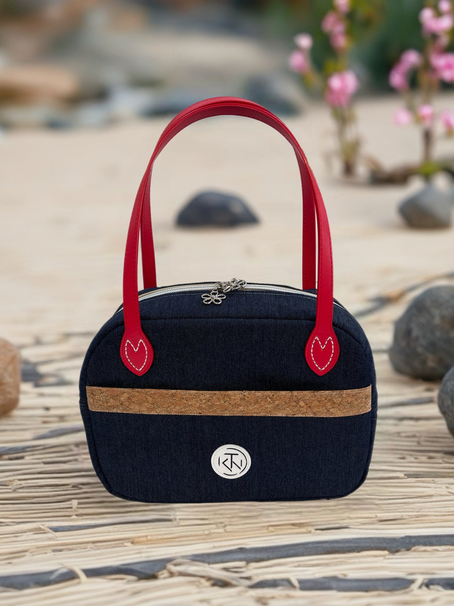 Boston Bag - Red and Denim