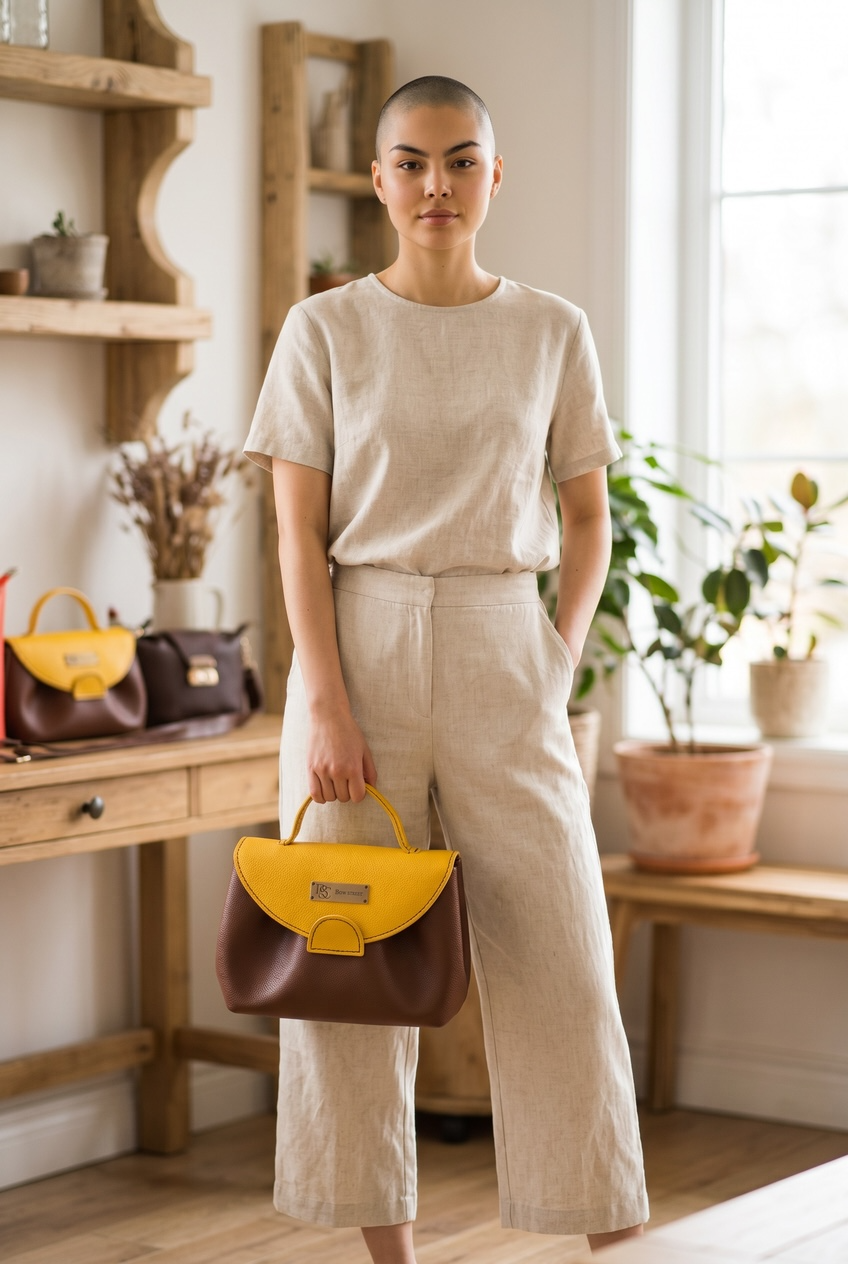Bertha Bucket Bag - Brown & Yellow