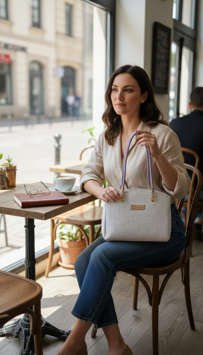 Roxanne Handbag - Embossed White