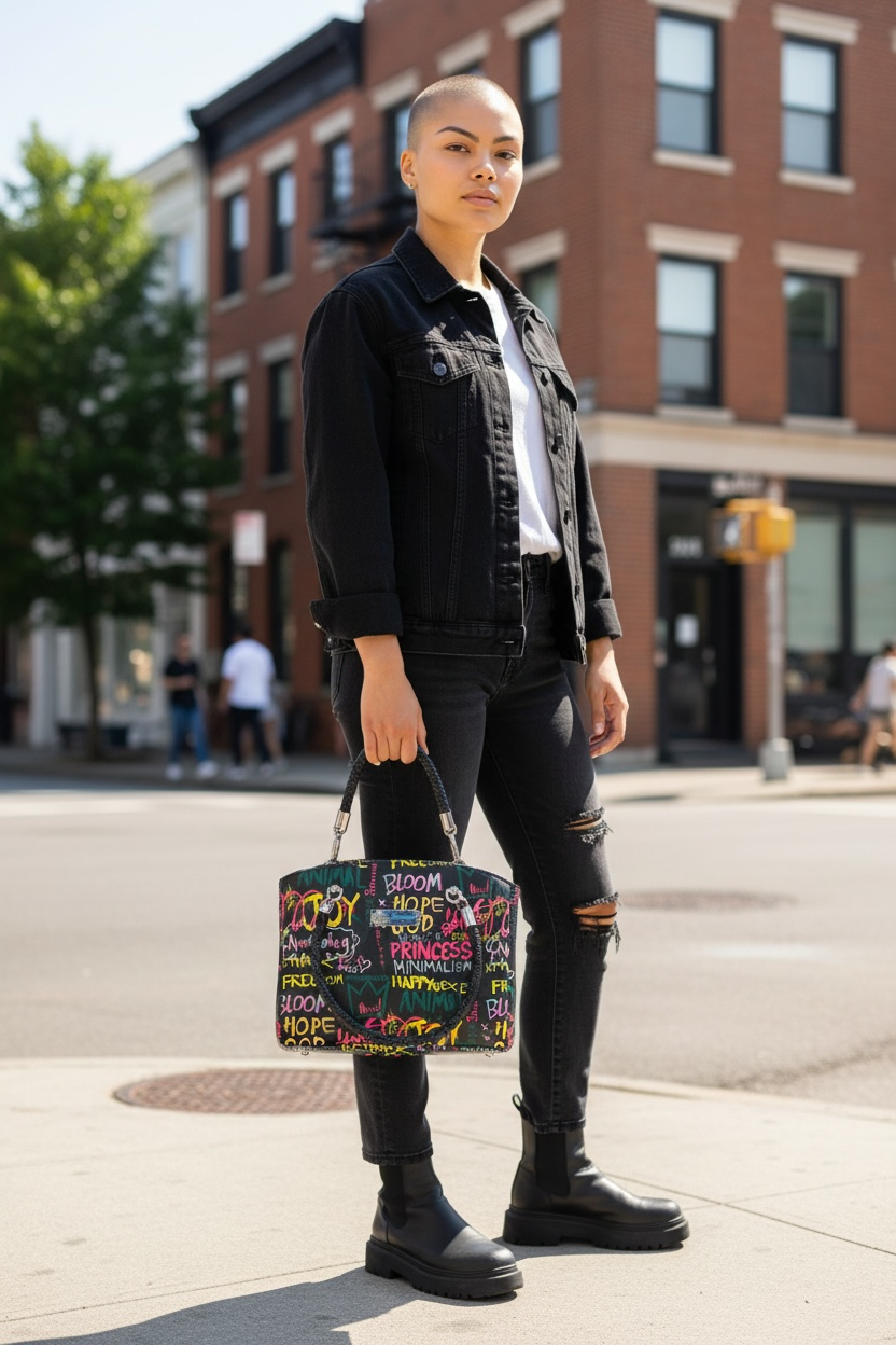 Roxanne Handbag - Black Graffiti