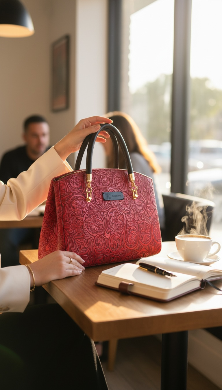 Roxanne Handbag - Embossed Red
