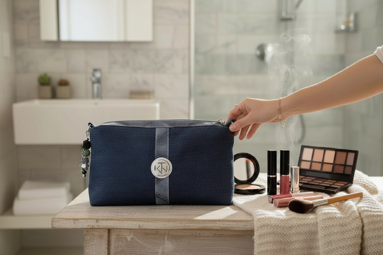 Tall Makeup Bag - Denim