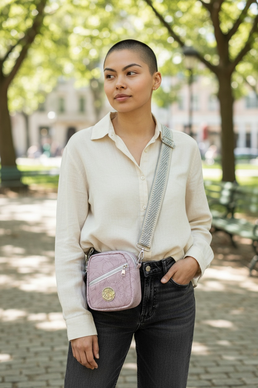 Mini Sally Sling - Lilac Embossed