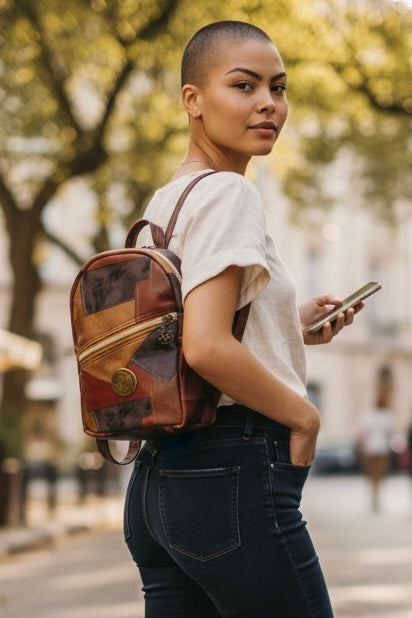 Tilly Backpack - Patchwork Brown