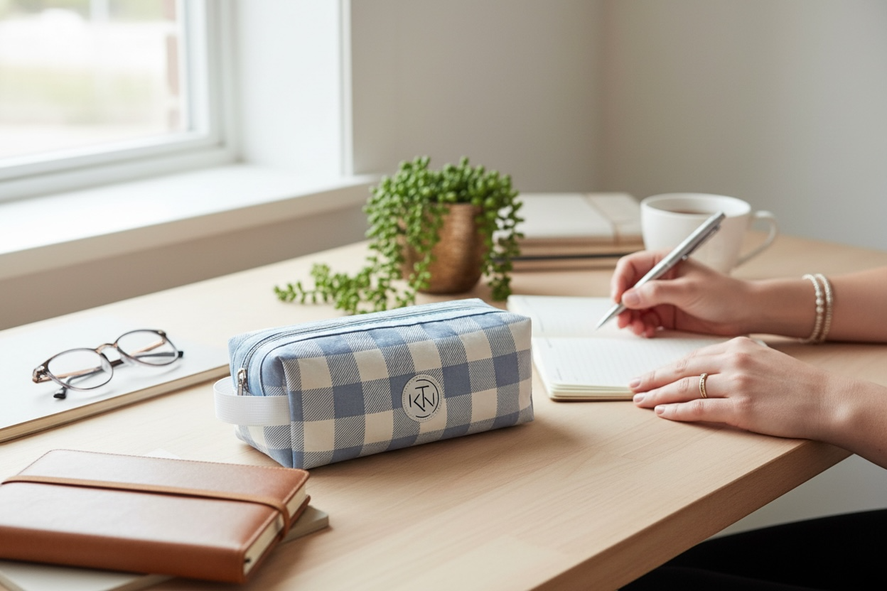 Long Bag - Light Blue Check