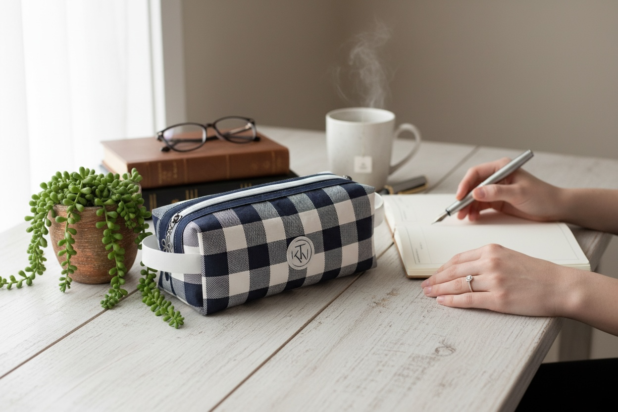 Long Bag - Navy Check